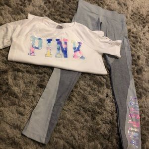PINK VS SHIRT AND LEGGINGS SET